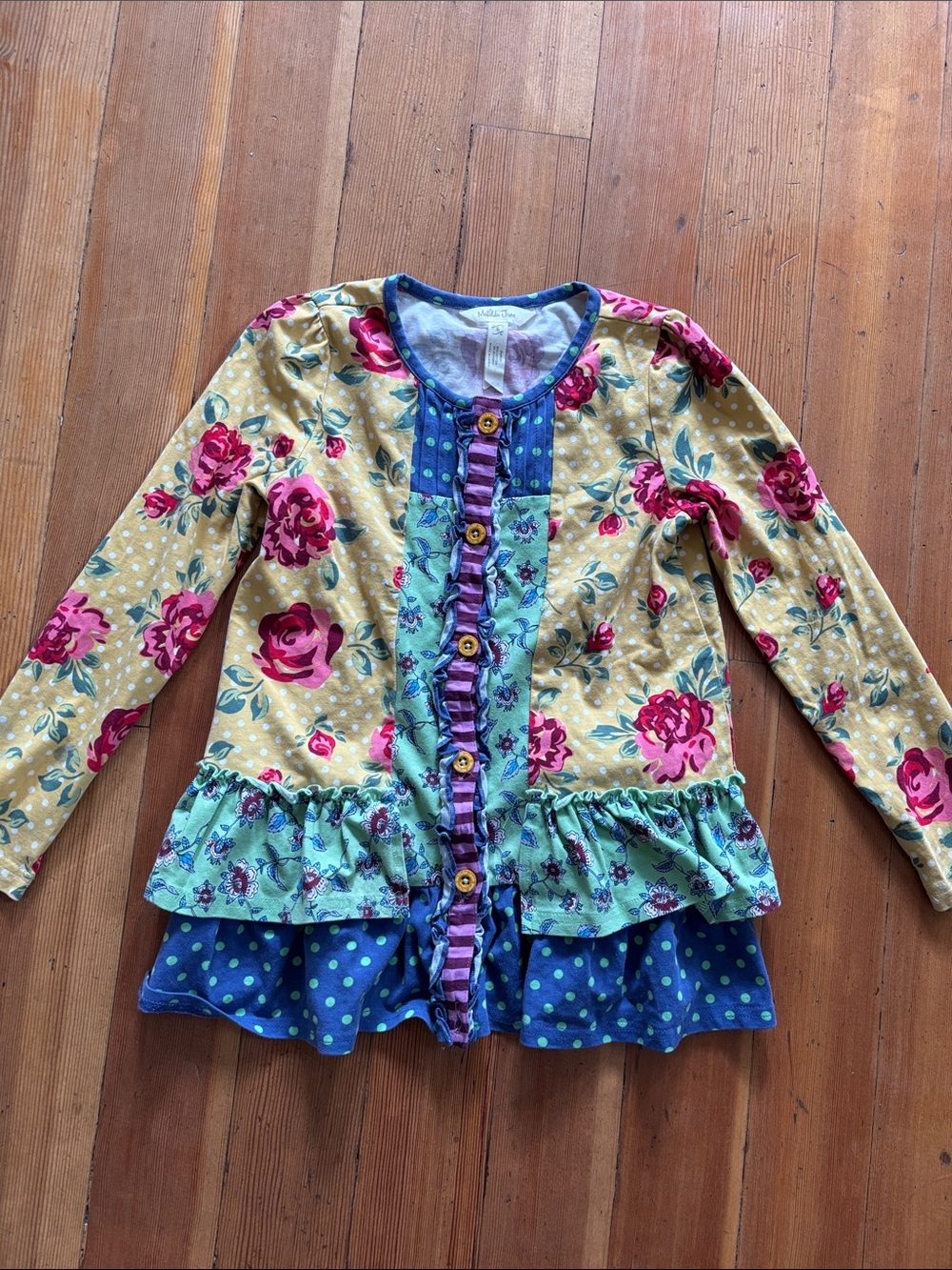 Matilda Jane Yellow Floral Button-Down Layered Ruffle Top